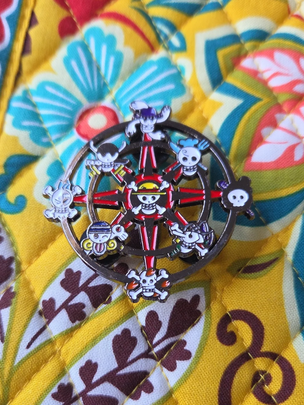 Yellow Pirate Wheel Enamel Pin - Kids Accessories